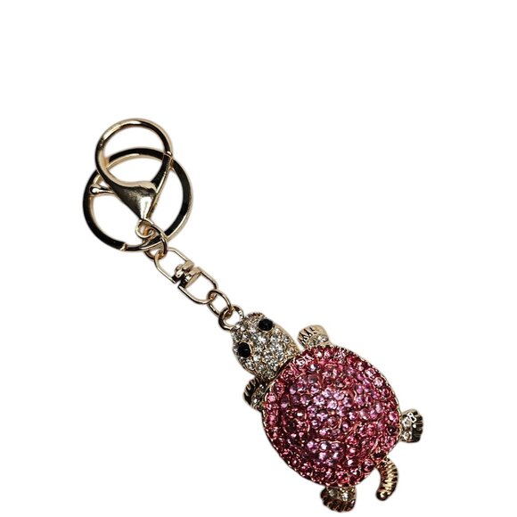 Pink Rhinestone Turtle Keychain Bag Purse Charm - Picture 4 of 4